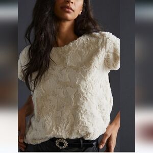 Anthropologie NWT Faux Fur Short Sleeve Tee Size Medium